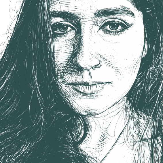 Engraved portrait of Nikita Gill