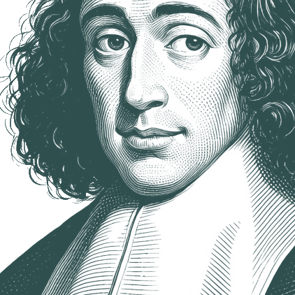 Engraved portrait of Benedictus de Spinoza, facing left