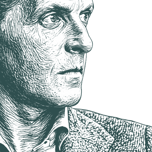 Engraved portrait of Ludwig Wittgenstein, facing right