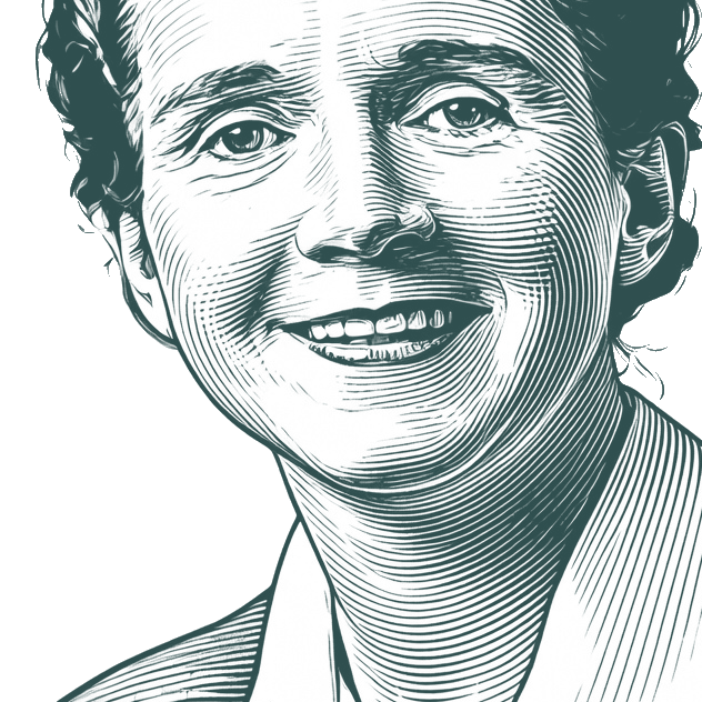 Engraved portrait of Rachel Carson