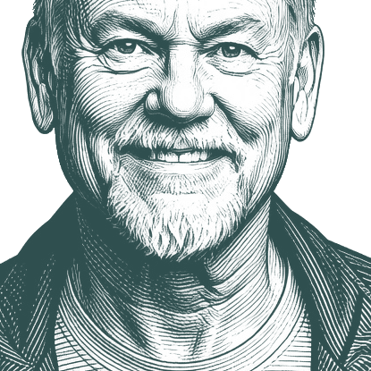 Engraved portrait of Warren Farrell