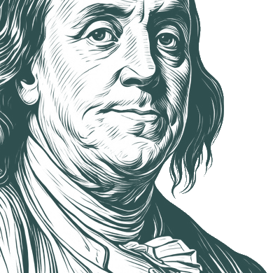 Engraved portrait of Benjamin Franklin, facing right