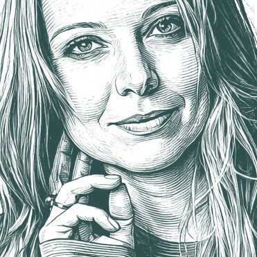 Engraved portrait of Elif Şafak