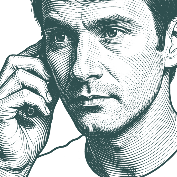 Engraved portrait of Keith Ferrazzi, facing left