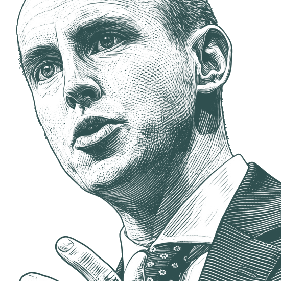 Engraved portrait of Daniel Hannan, facing left