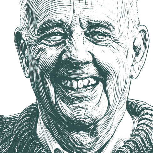 Engraved portrait of Wendell Berry
