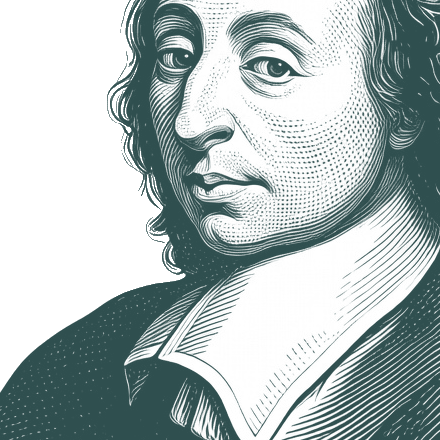 Engraved portrait of Blaise Pascal, facing left