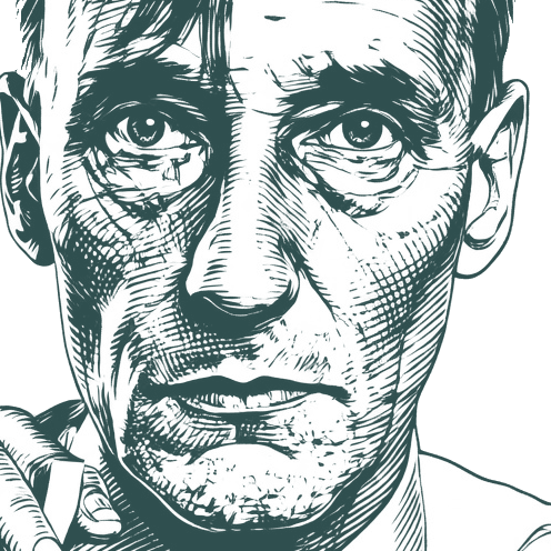 Engraved portrait of William S. Burroughs