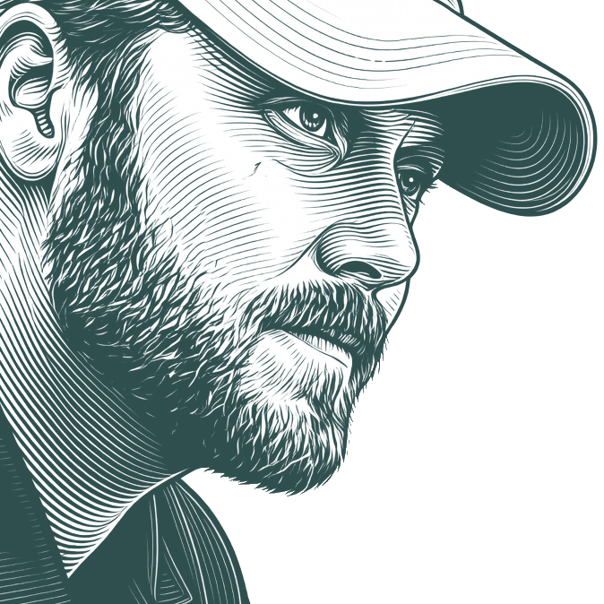 Engraved portrait of Chris Kyle, facing right