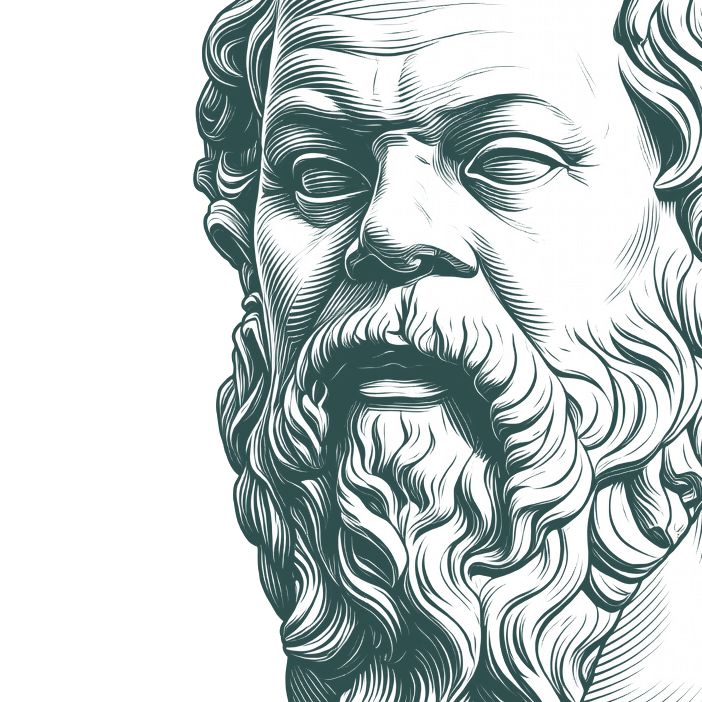 Engraved portrait of Socrates, facing left