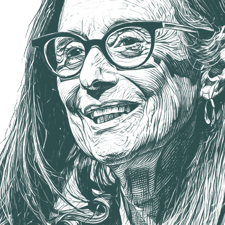 Engraved portrait of Anne Lamott, facing left