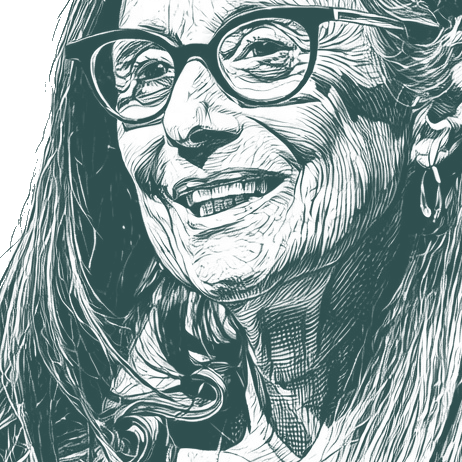 Engraved portrait of Anne Lamott, facing left