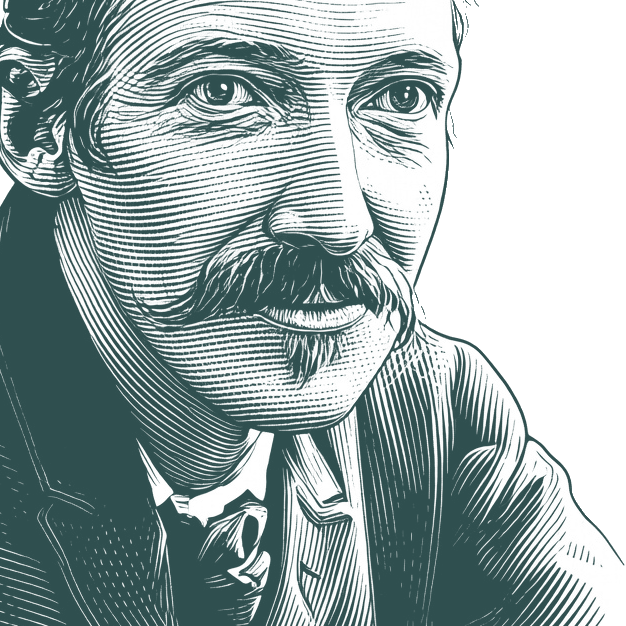 Engraved portrait of Robert Louis Stevenson, facing right