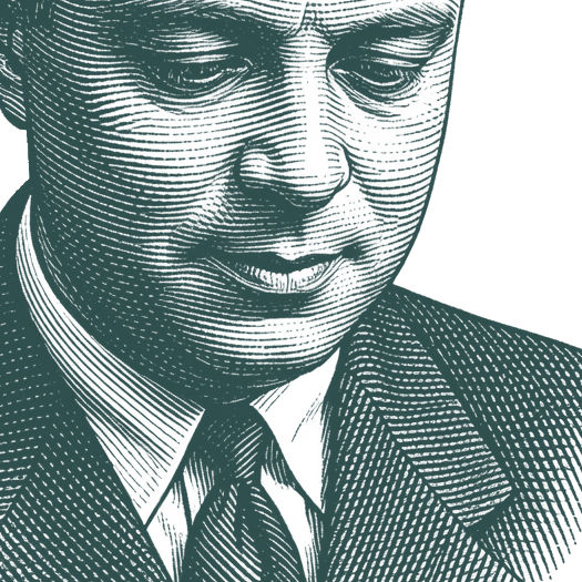 Engraved portrait of Antoine de Saint-Exupéry, facing left